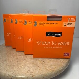 No nonsense Sheer to Waist Pantyhose Tan Medium Size B 5 Pairs Lot